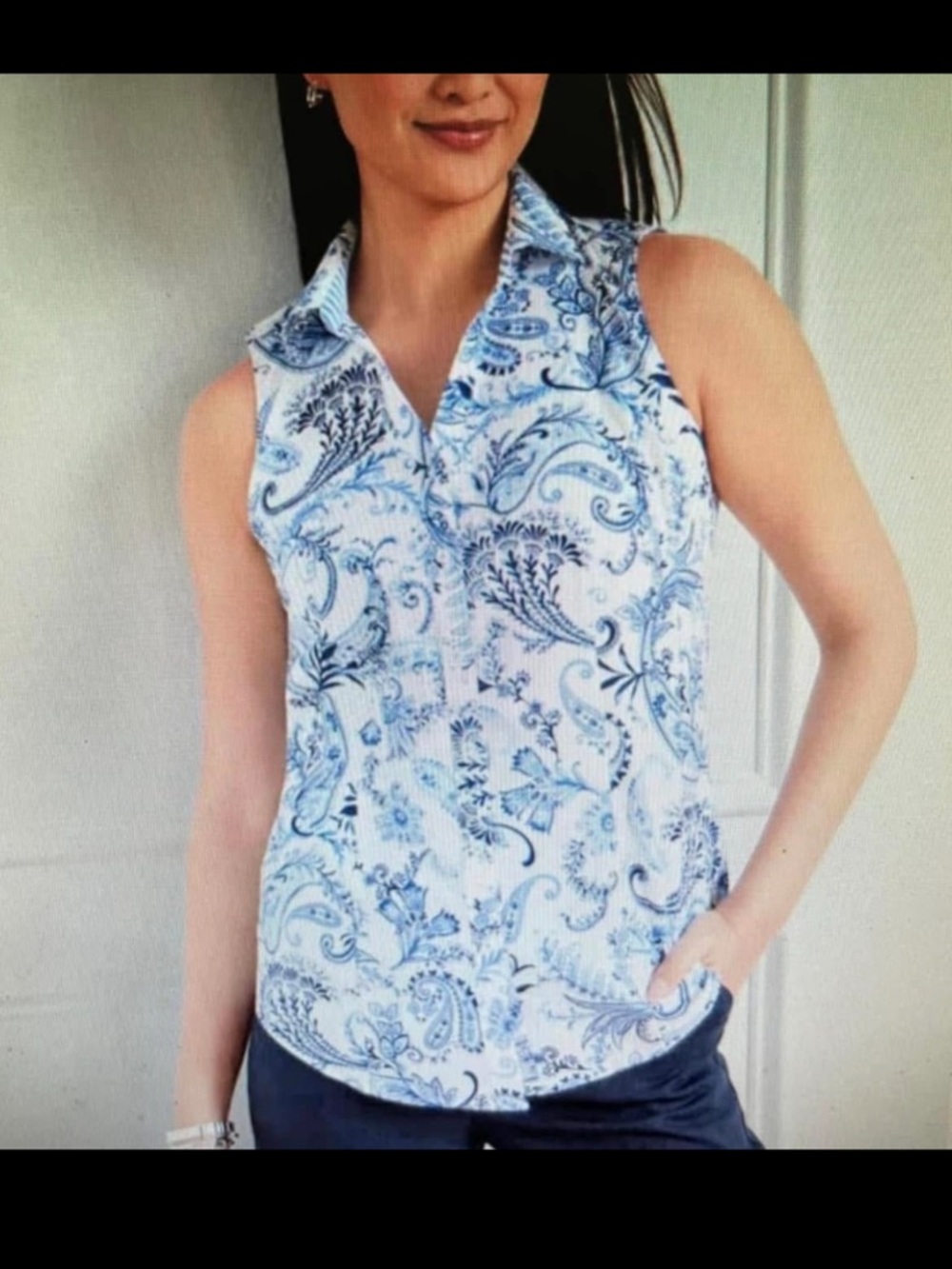 TALBOTS PAISLEY PRINT SLEEVELESS BLOUSE SIZE 10 NWT!